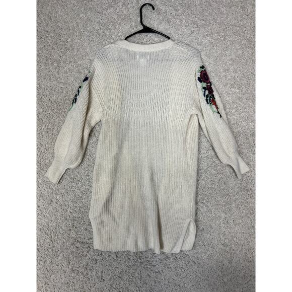 Arizona Jeans CO Cardigan Sweater Womens XS Cream Open Casual Embroidered - Picture 6 of 7